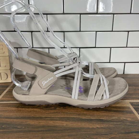Skechers Reggae Slim Takes Two Womens Size 9 Shoes Taupe Strappy Comfort Sandals - Picture 3 of 14